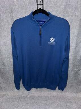 Founders Aberdeen Country Club Blue 1/4 Zip Knit Cotton Blend Sweater Men's Medi